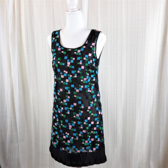 Catherine Malandrino  Black Dress Green/Blue/Pink - Picture 2 of 13